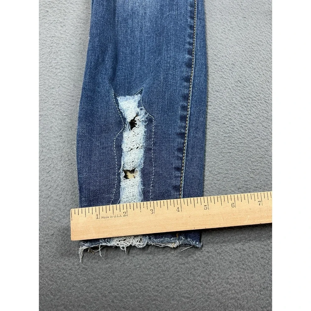 Judy Blue Jeans Womens‎ 11/30 Blue Medium Skinny Distressed Animal Print Denim